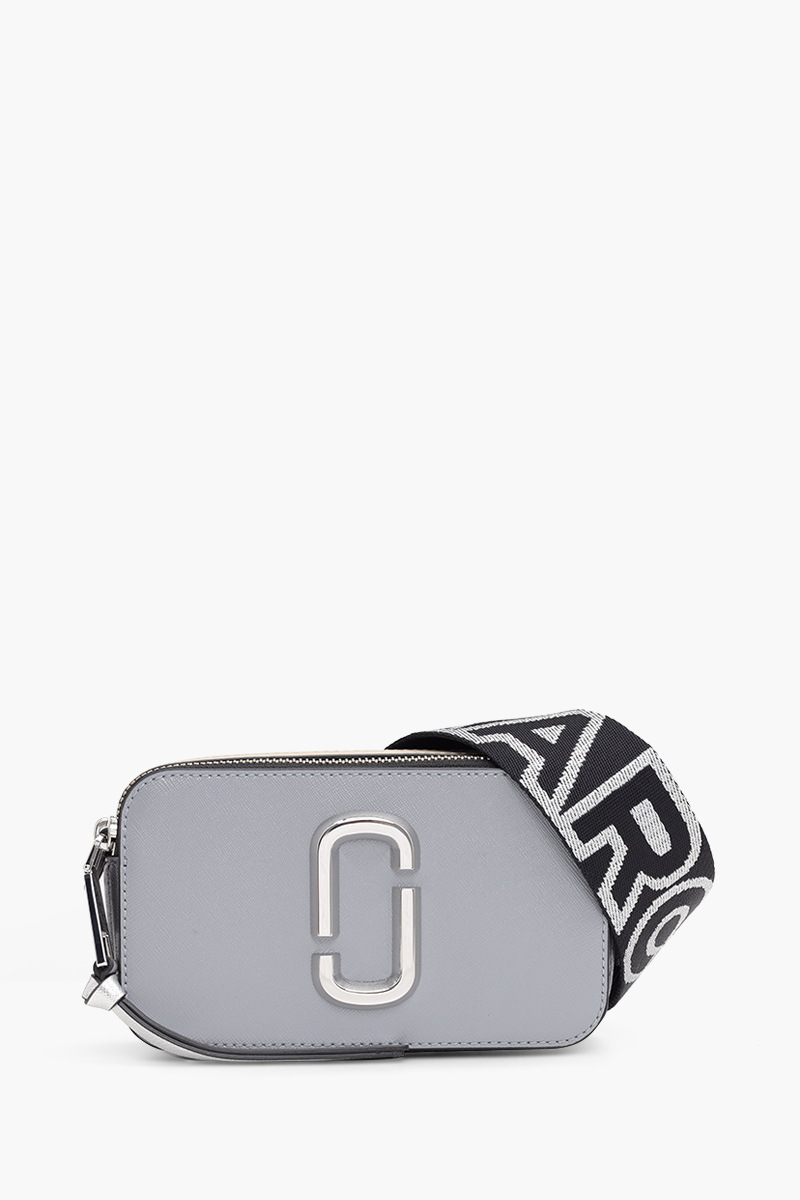 MARC JACOBS Small The Snapshot Camera Bag in Wolf Grey Multi with Logo Webbing Straps 0