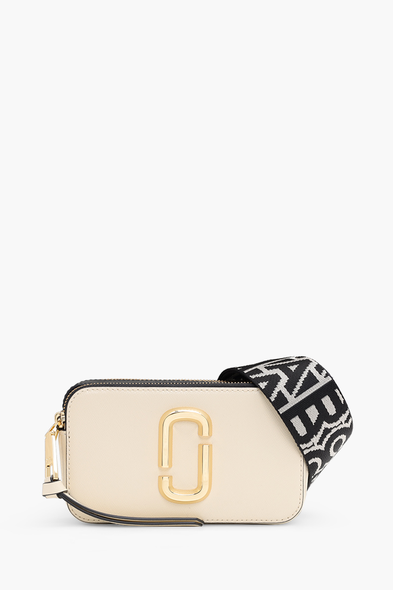 MARC JACOBS Small The Snapshot Camera Bag in Cloud White Multi with Logo Webbing Straps 0
