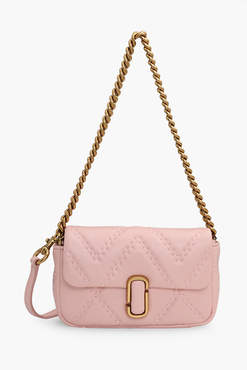 MARC JACOBS Mini The J Marc Shoulder Bag in Rose GHW Quilted Leather 0