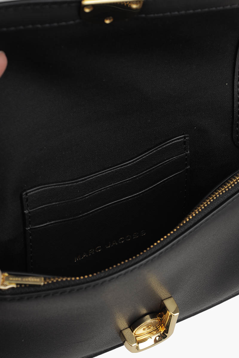 MARC JACOBS Mini The J Marc Shoulder Bag in Black Smooth Leather with Webbing Strap 4