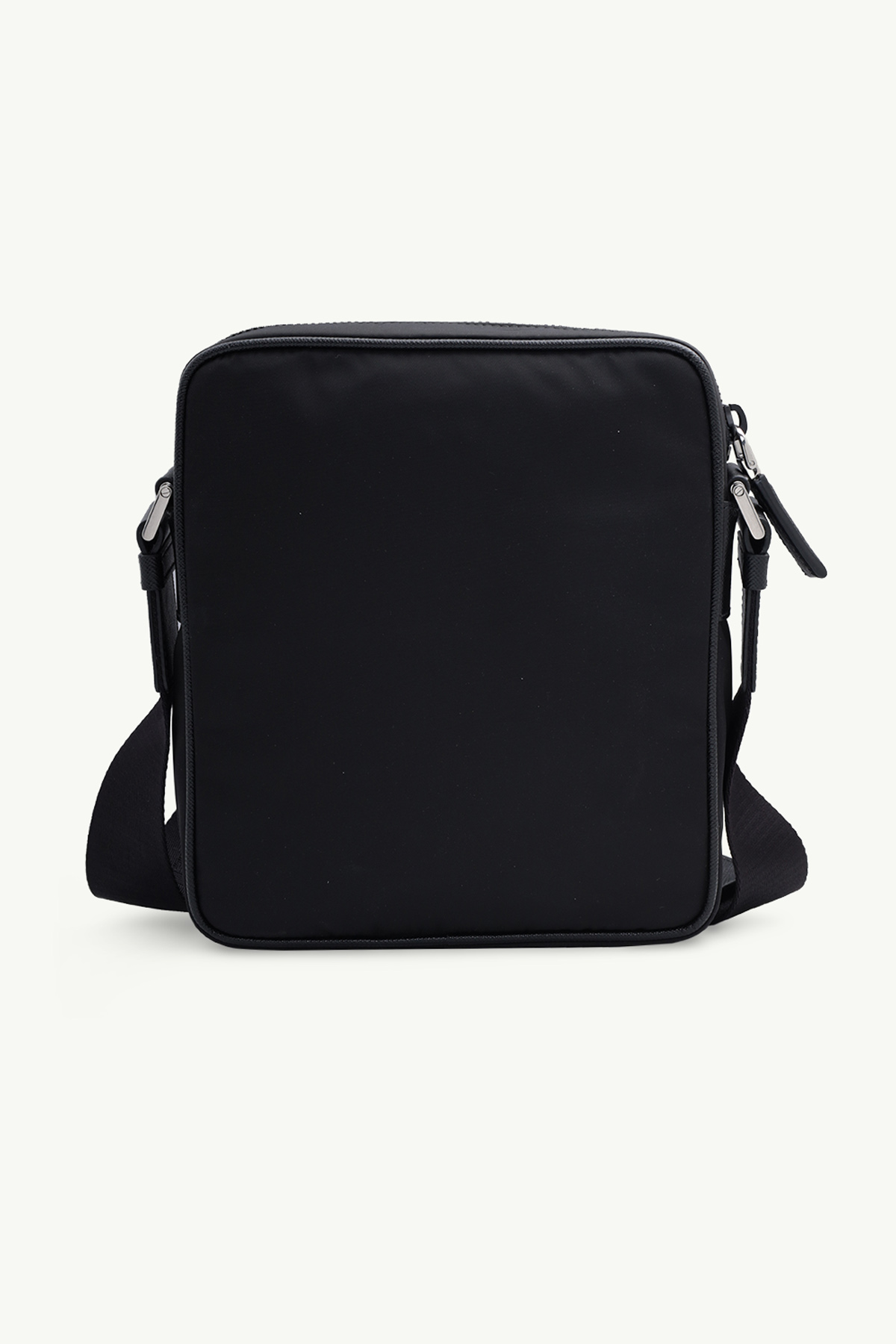 PRADA Men Triangle Logo Shoulder Bag in Black Re-Nylon x Saffiano Leather with Removable Pouch 1