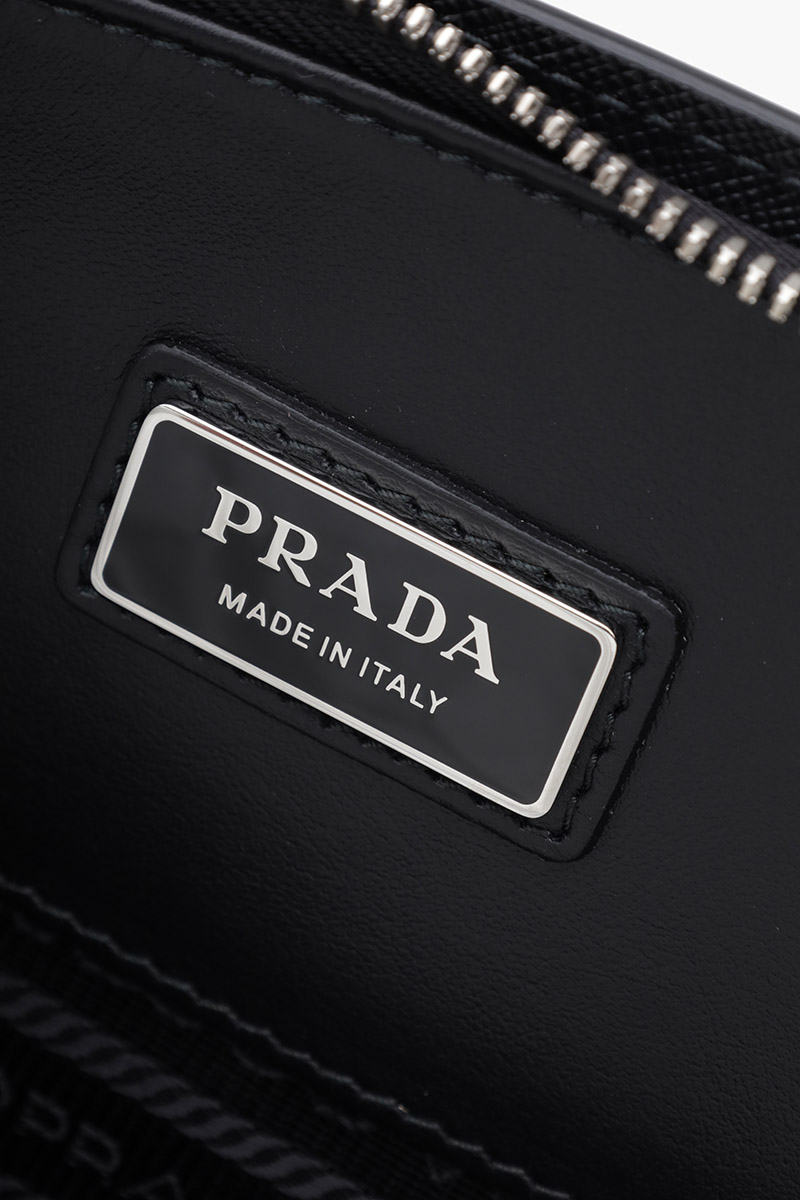 PRADA Triangle Logo Zipper Briefcase in Black Saffiano Leather 3