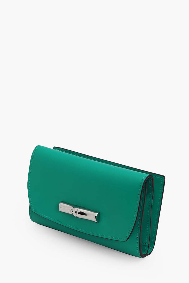 LONGCHAMP Roseau Compact Wallet in Grass Calfskin Leather 2