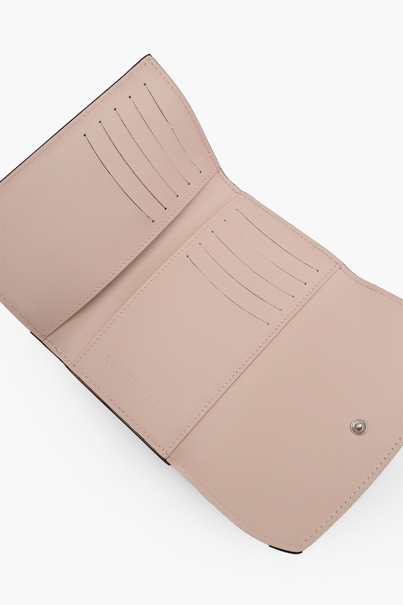 LONGCHAMP Roseau Compact Wallet in Pale Pink Calfskin Leather 3