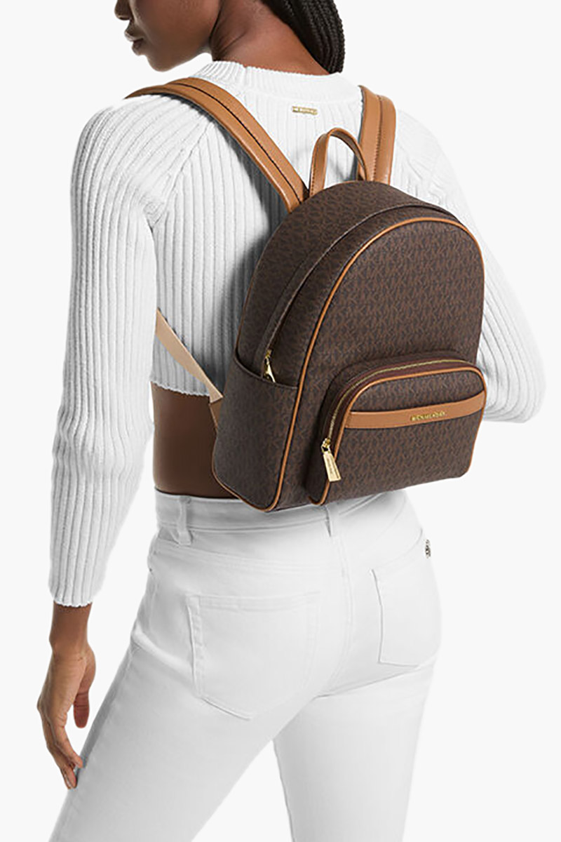 MICHAEL KORS Medium Bex Signature Logo Backpack in Brown/Acorn Canvas 3