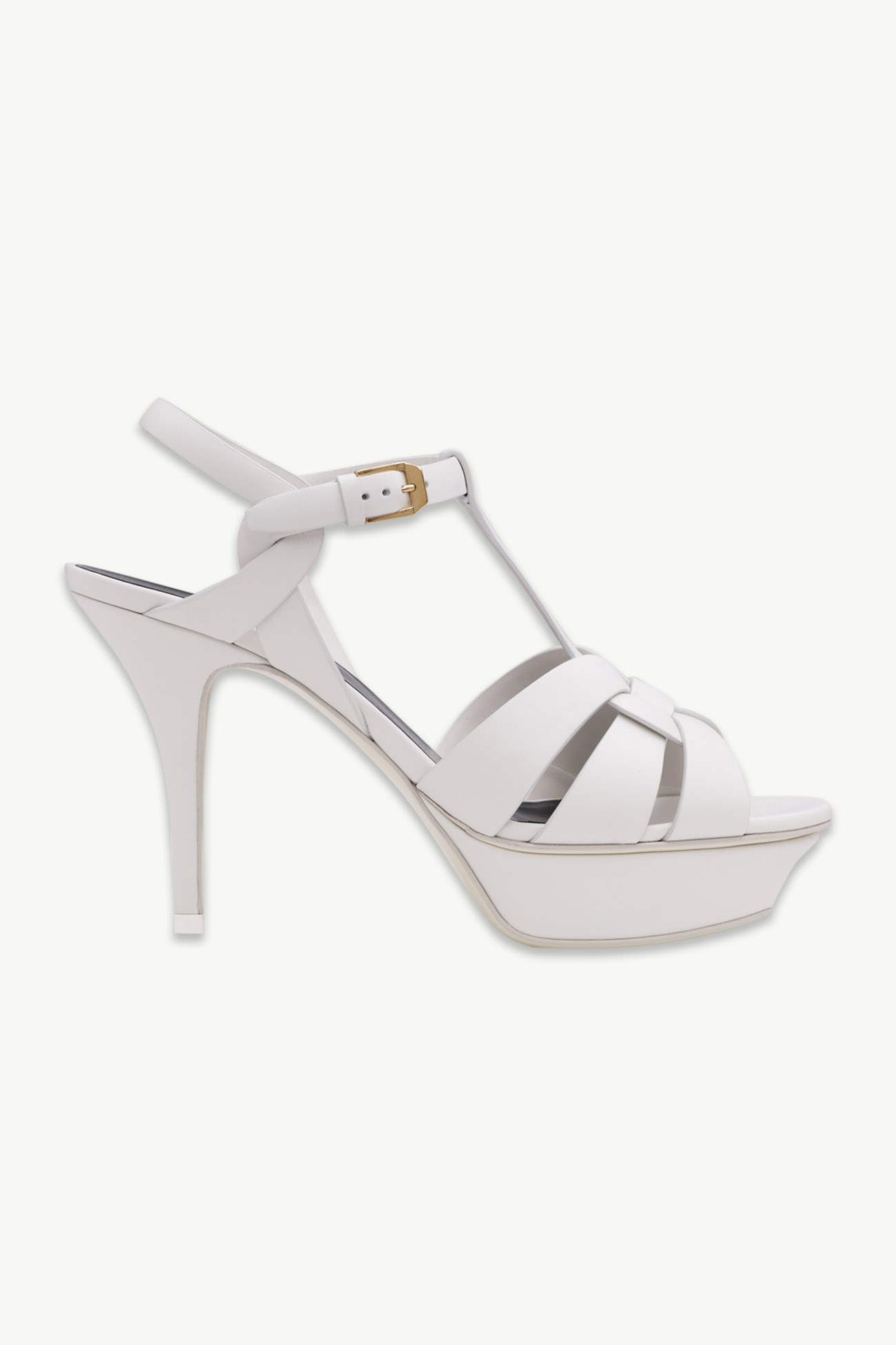 SAINT LAURENT Tribute 10cm in White Calf 0
