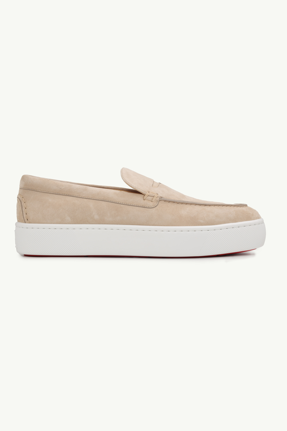 CHRISTIAN LOUBOUTIN Men Paqueboat Loafers in Lime/White Suede 0