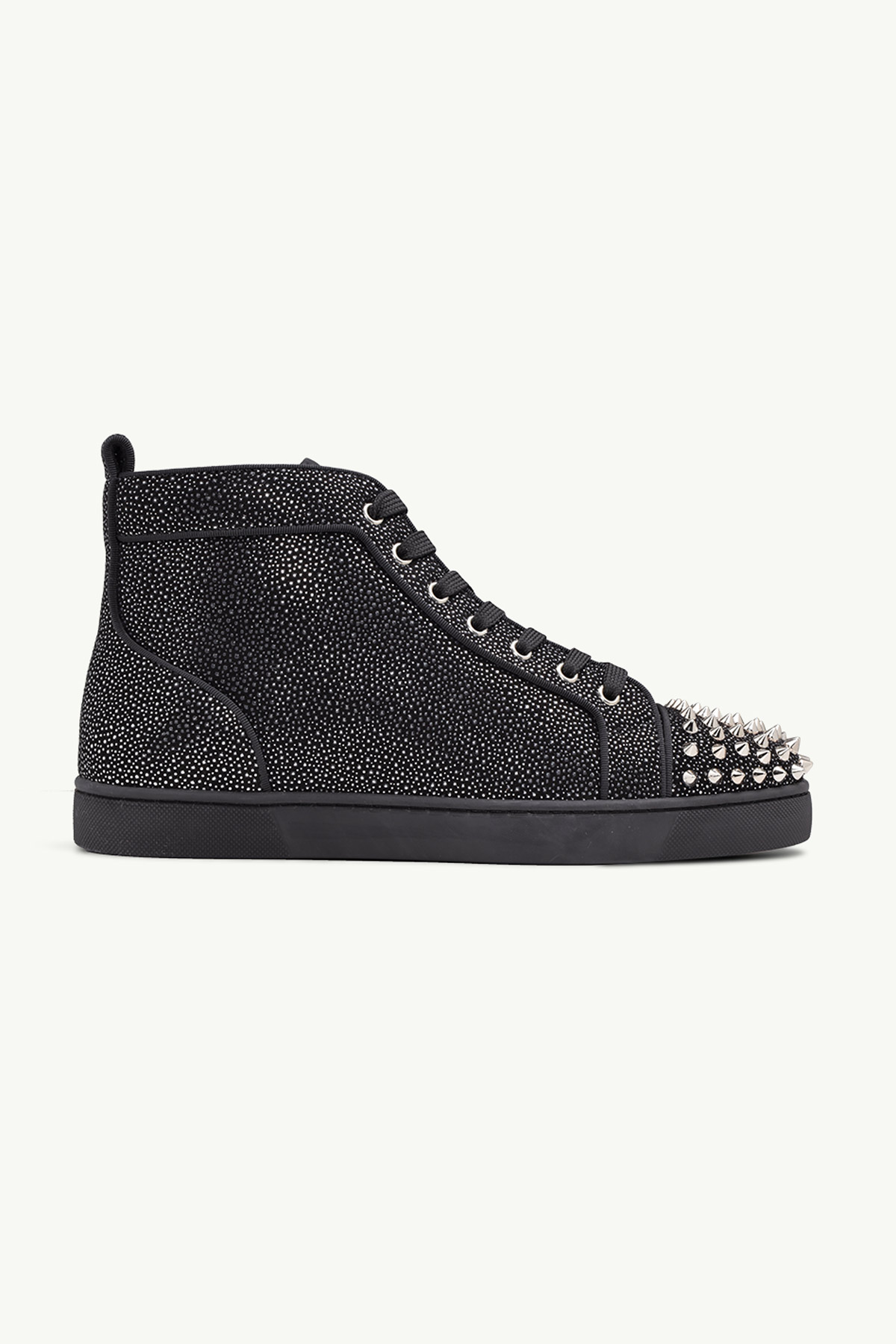 CHRISTIAN LOUBOUTIN Men Lou Spikes Orlato High Top Sneakers in Version Black Creative Leather 0