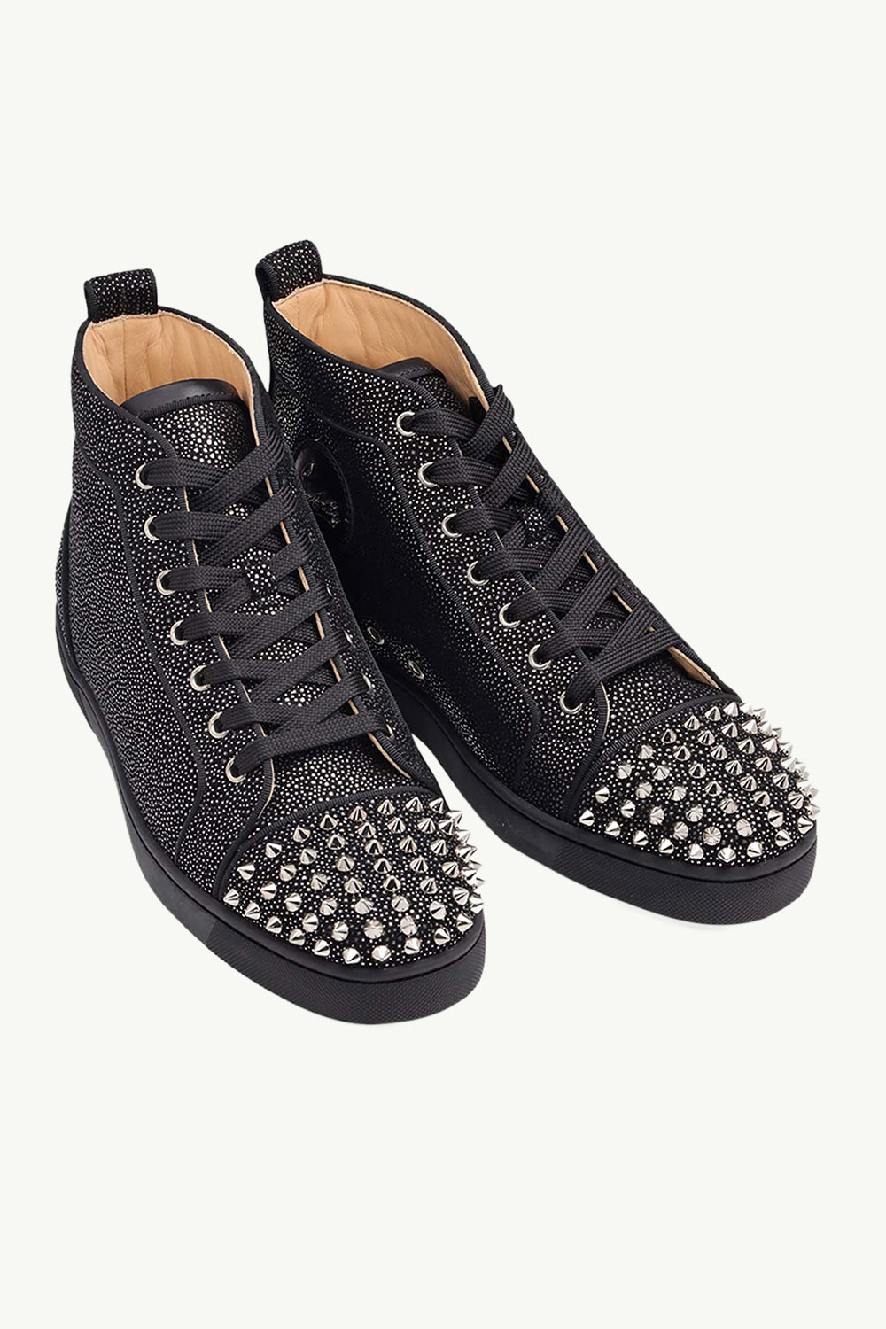 CHRISTIAN LOUBOUTIN Men Lou Spikes Orlato High Top Sneakers in Version Black Creative Leather 1