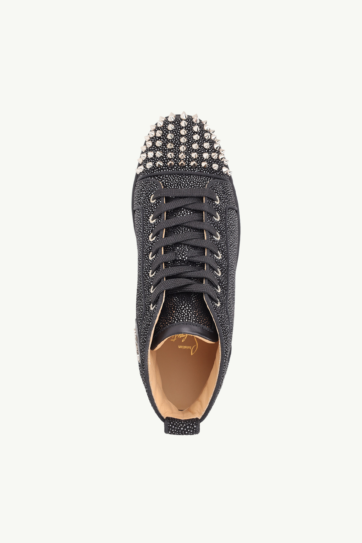 CHRISTIAN LOUBOUTIN Men Lou Spikes Orlato High Top Sneakers in Version Black Creative Leather 3