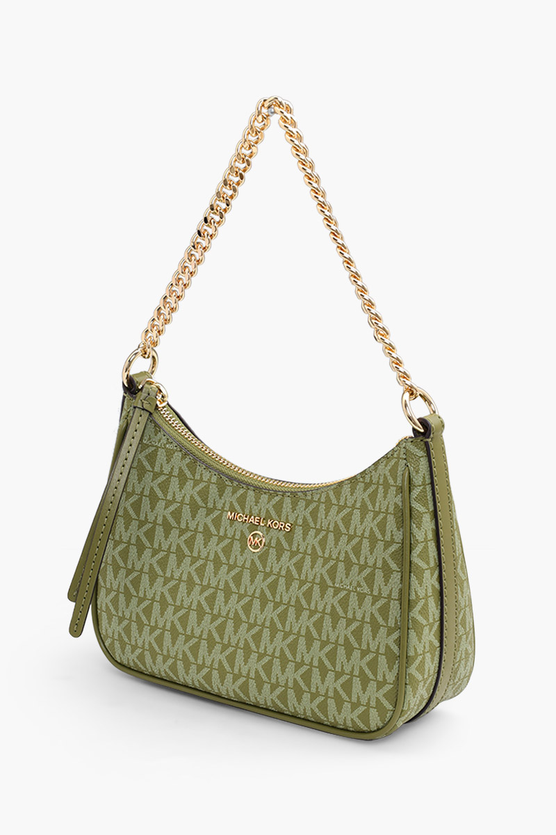 MICHAEL KORS Small Jet Set Charm Shoulder Bag in Smokey Olive Coated Canvas 2