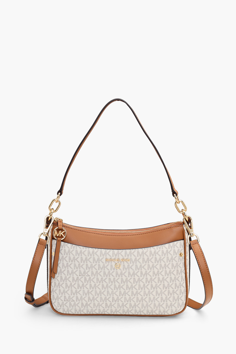 MICHAEL KORS Medium Jet Set Logo Shoulder Bag in Vanilla/Acorn 0