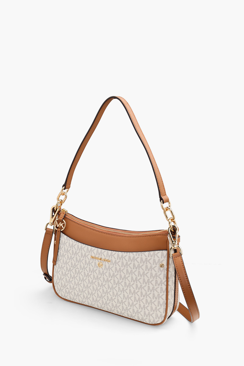 MICHAEL KORS Medium Jet Set Logo Shoulder Bag in Vanilla/Acorn 2