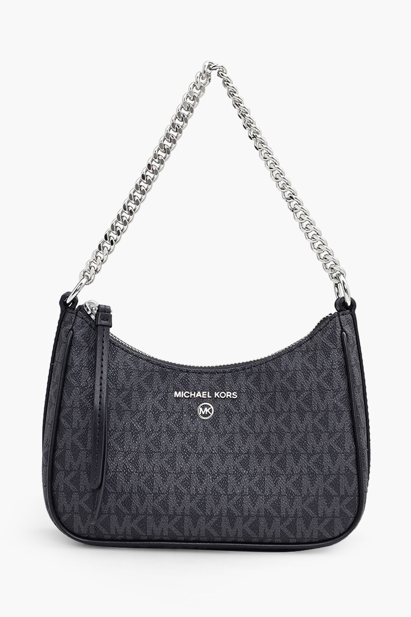 MICHAEL KORS Small Jet Set Charm Shoulder Bag in Black Coated Canvas SHW 0