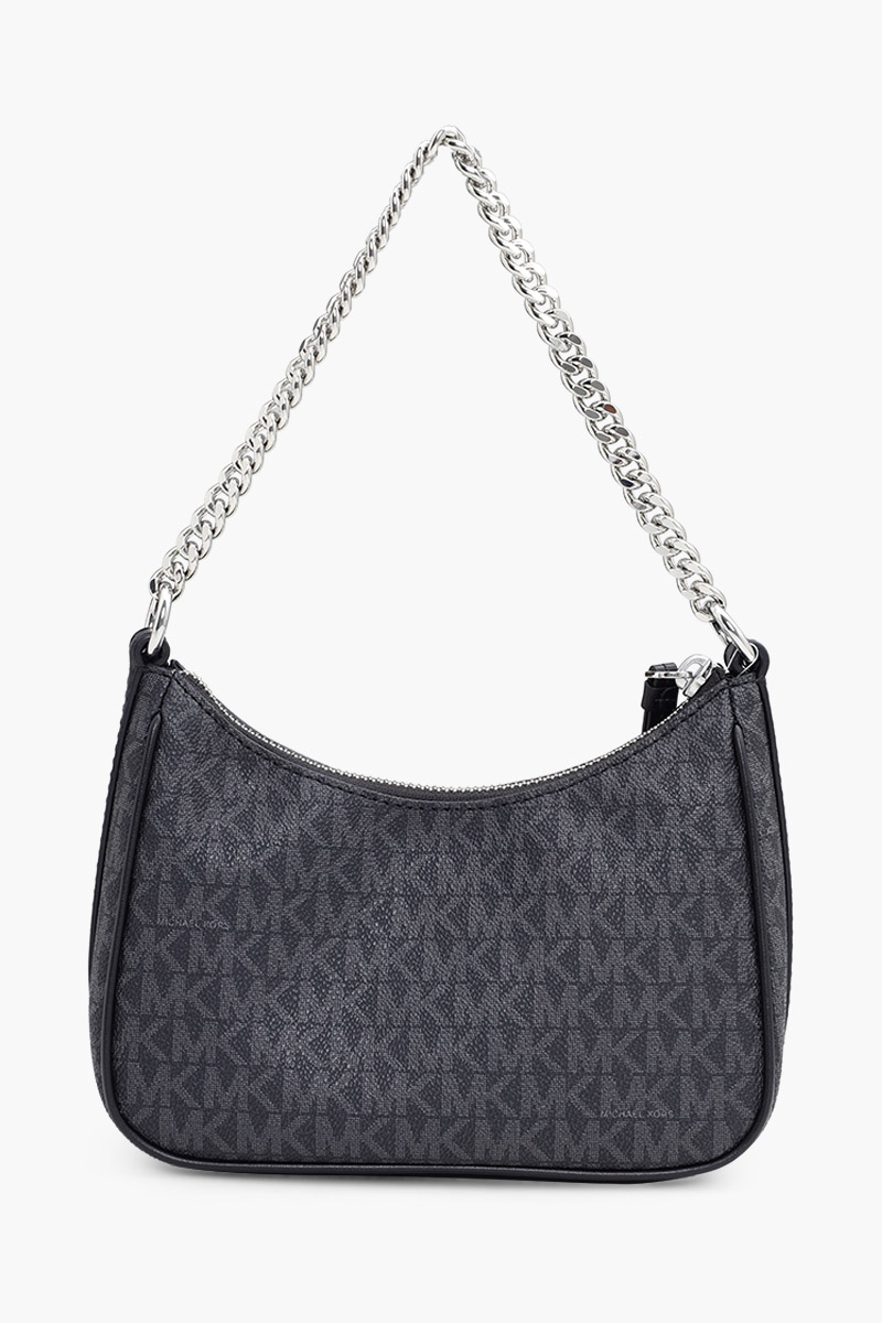 MICHAEL KORS Small Jet Set Charm Shoulder Bag in Black Coated Canvas SHW 1