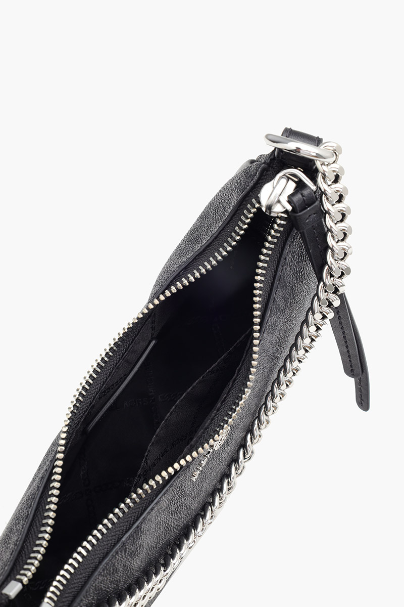 MICHAEL KORS Small Jet Set Charm Shoulder Bag in Black Coated Canvas SHW 3