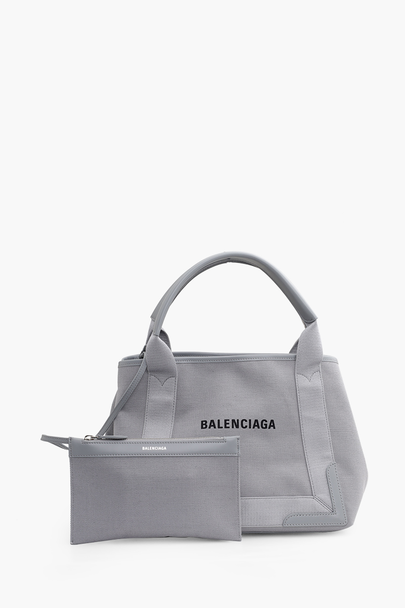 BALENCIAGA Navy Cabas S Tote in All Grey with Logo 0