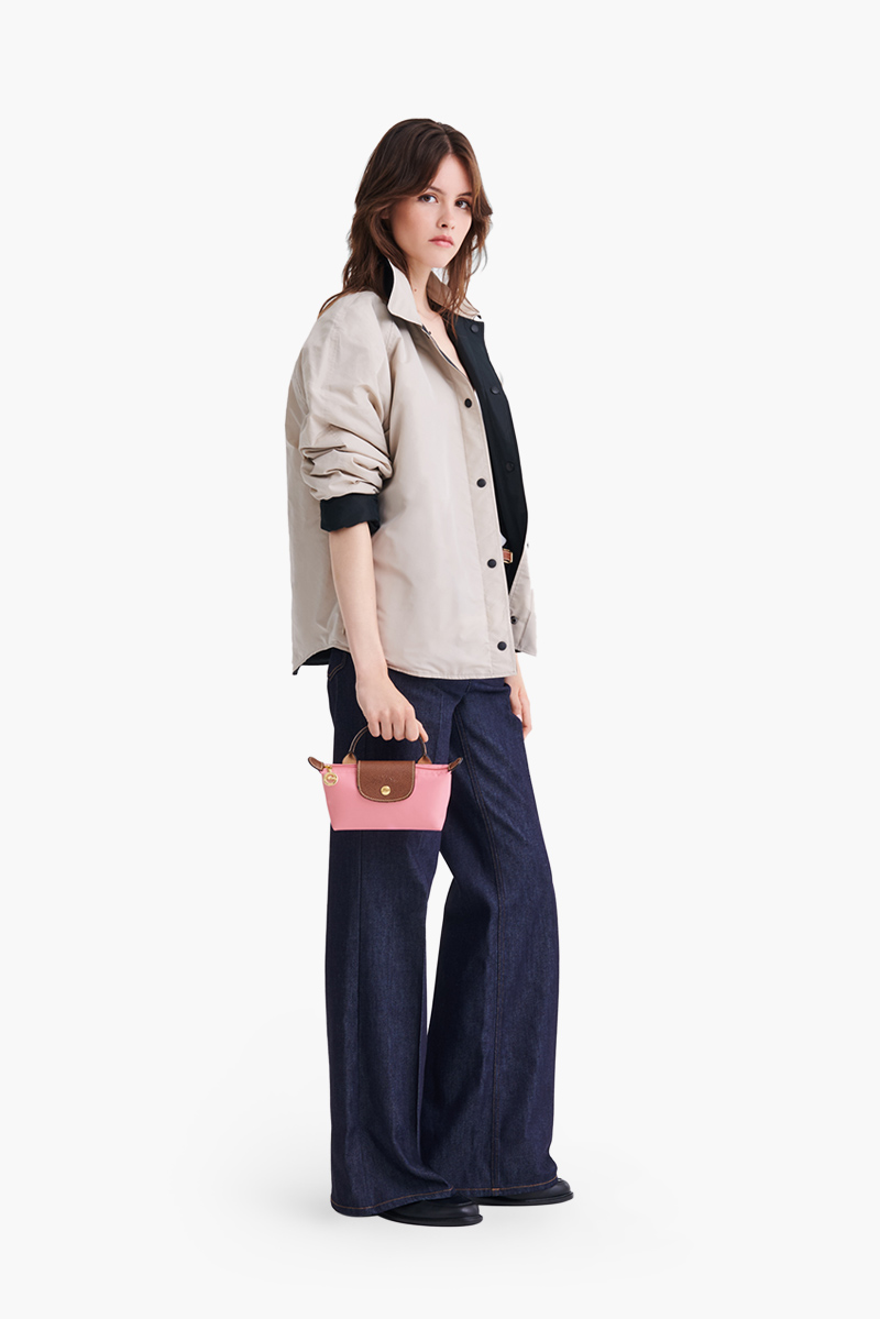 LONGCHAMP Le Pliage Original Pouch in Marshmallow Recycled Canvas with Handle 4