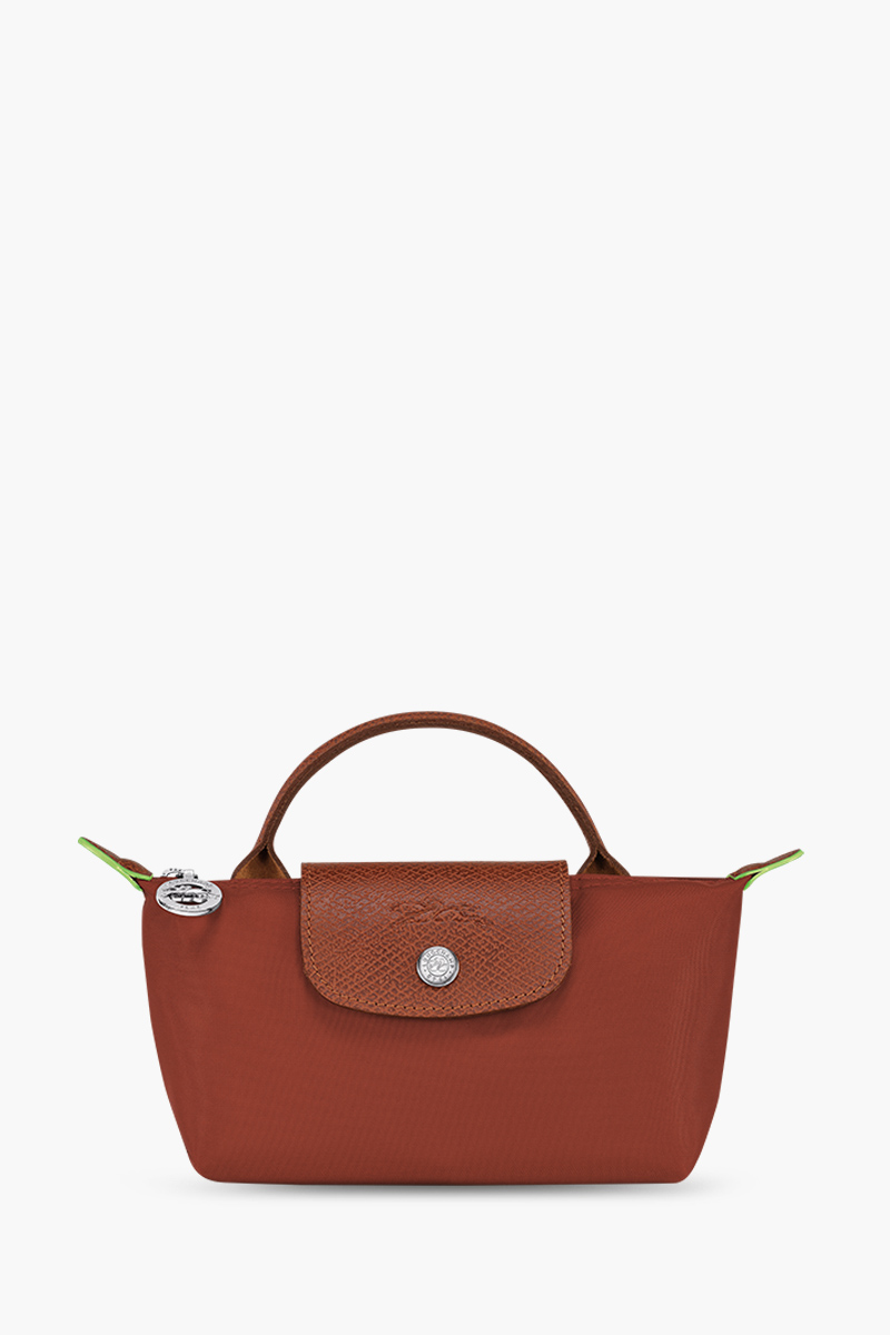 LONGCHAMP Le Pliage Green Top Handle Pouch in Chestnut 0