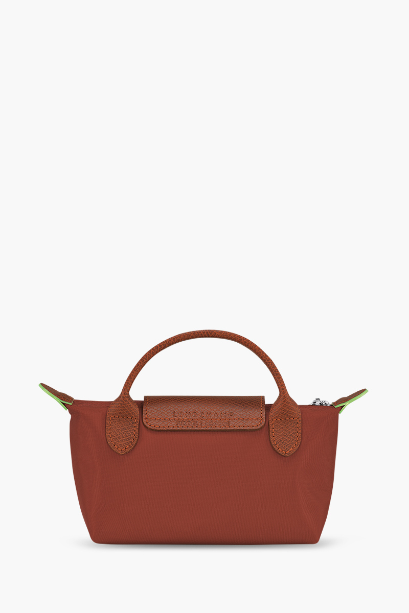 LONGCHAMP Le Pliage Green Top Handle Pouch in Chestnut 1