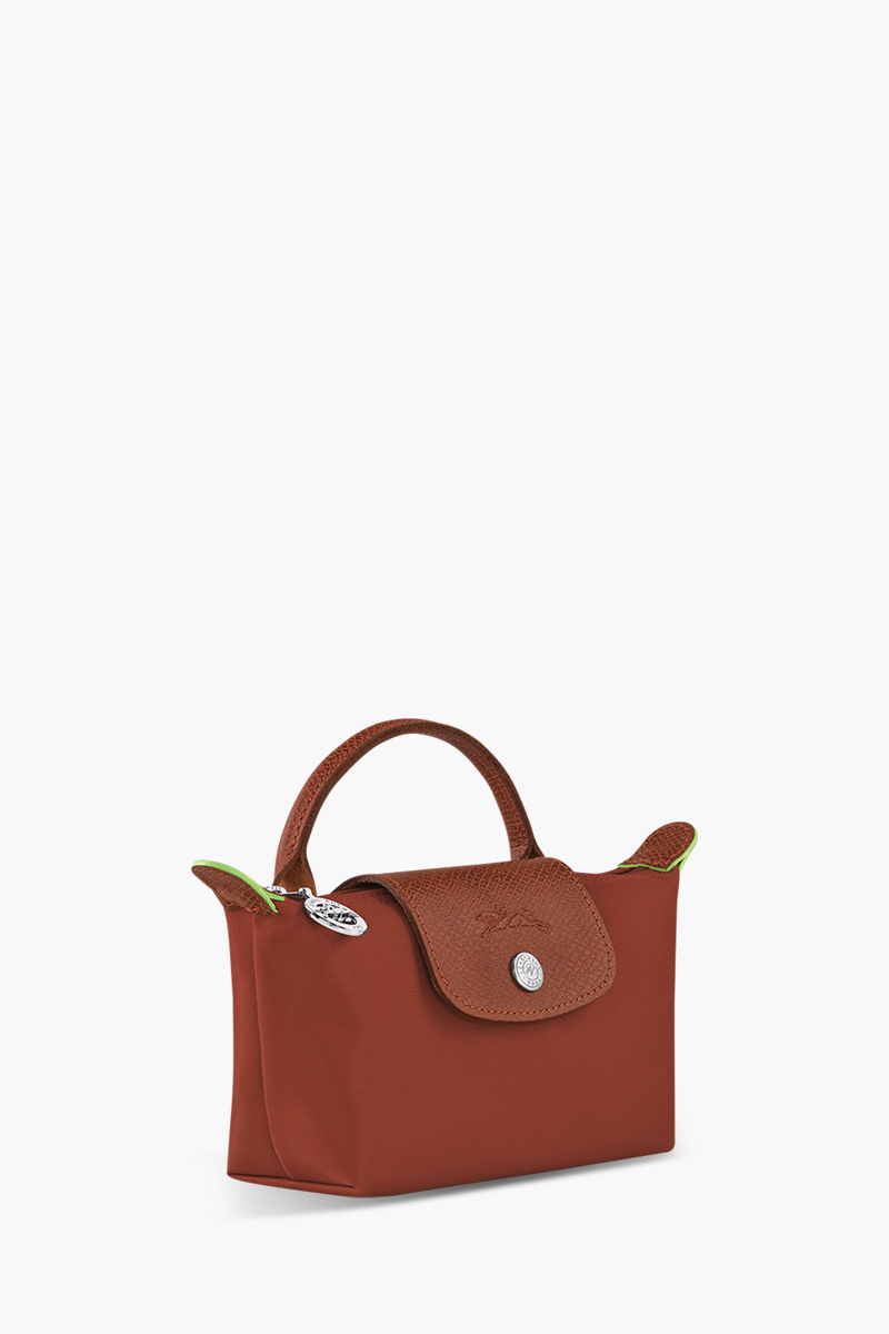 LONGCHAMP Le Pliage Green Top Handle Pouch in Chestnut 2