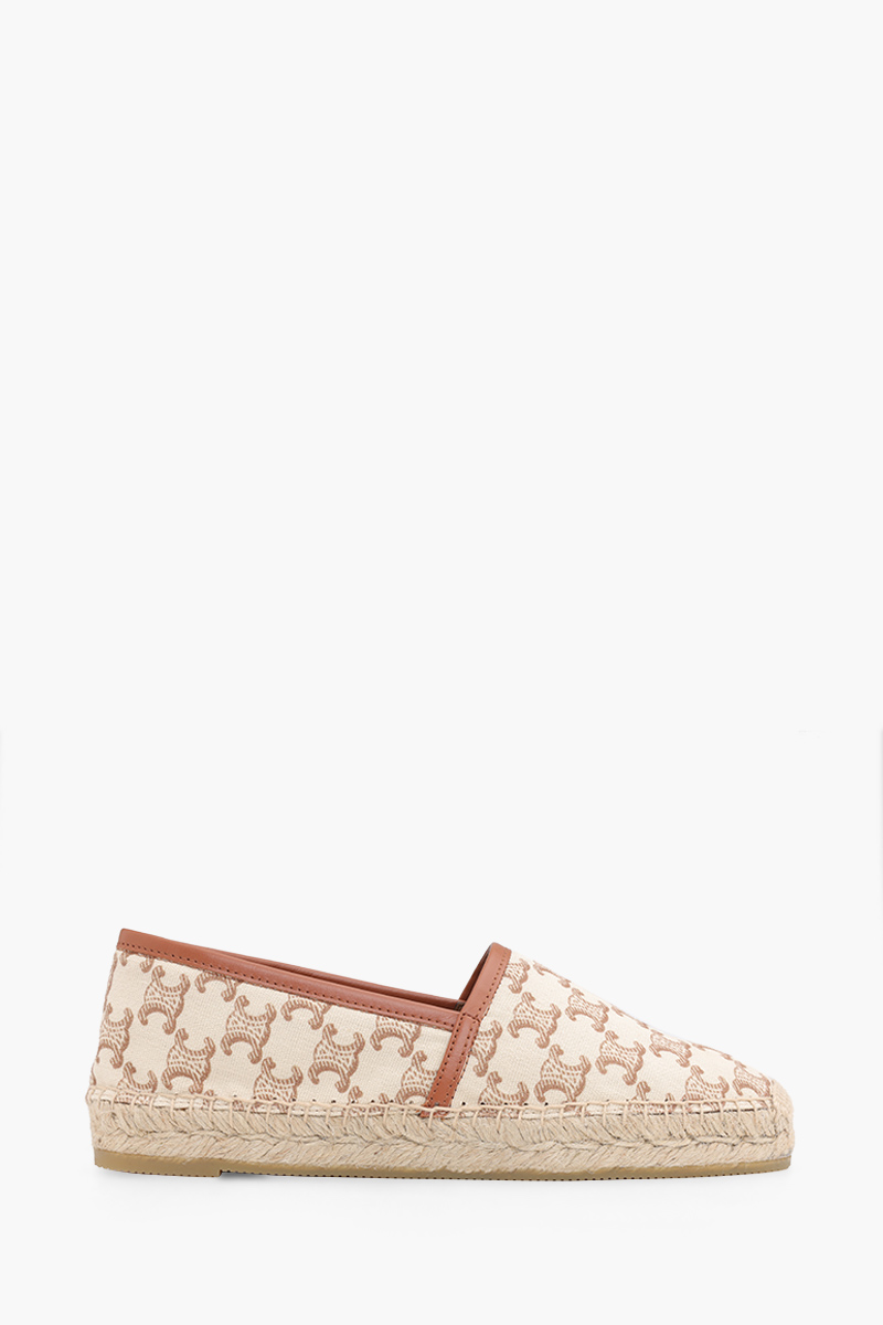 CELINE Women Flat Espadrille in Ecru Triomphe Canvas and Calfskin with Triomphe Signature 0