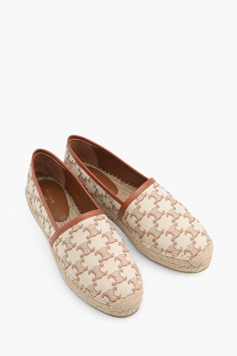 CELINE Women Flat Espadrille in Ecru Triomphe Canvas and Calfskin with Triomphe Signature 1
