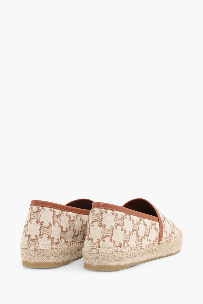 CELINE Women Flat Espadrille in Ecru Triomphe Canvas and Calfskin with Triomphe Signature 2