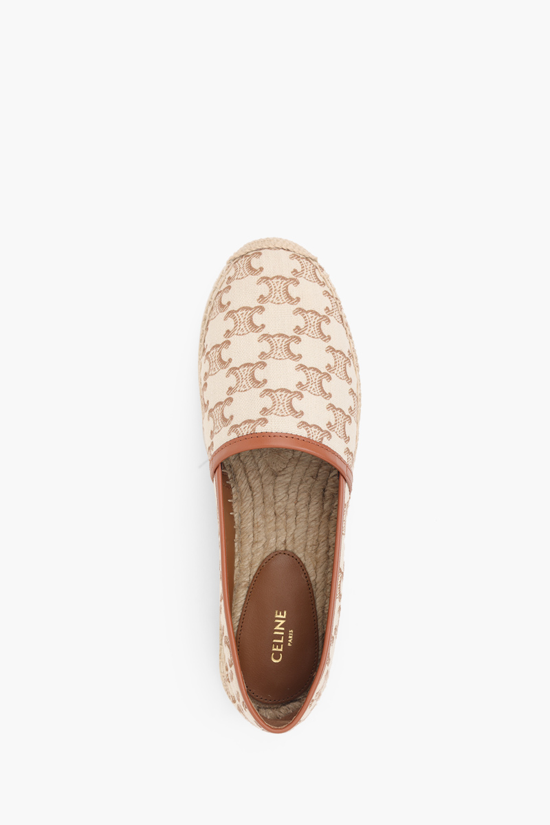 CELINE Women Flat Espadrille in Ecru Triomphe Canvas and Calfskin with Triomphe Signature 3
