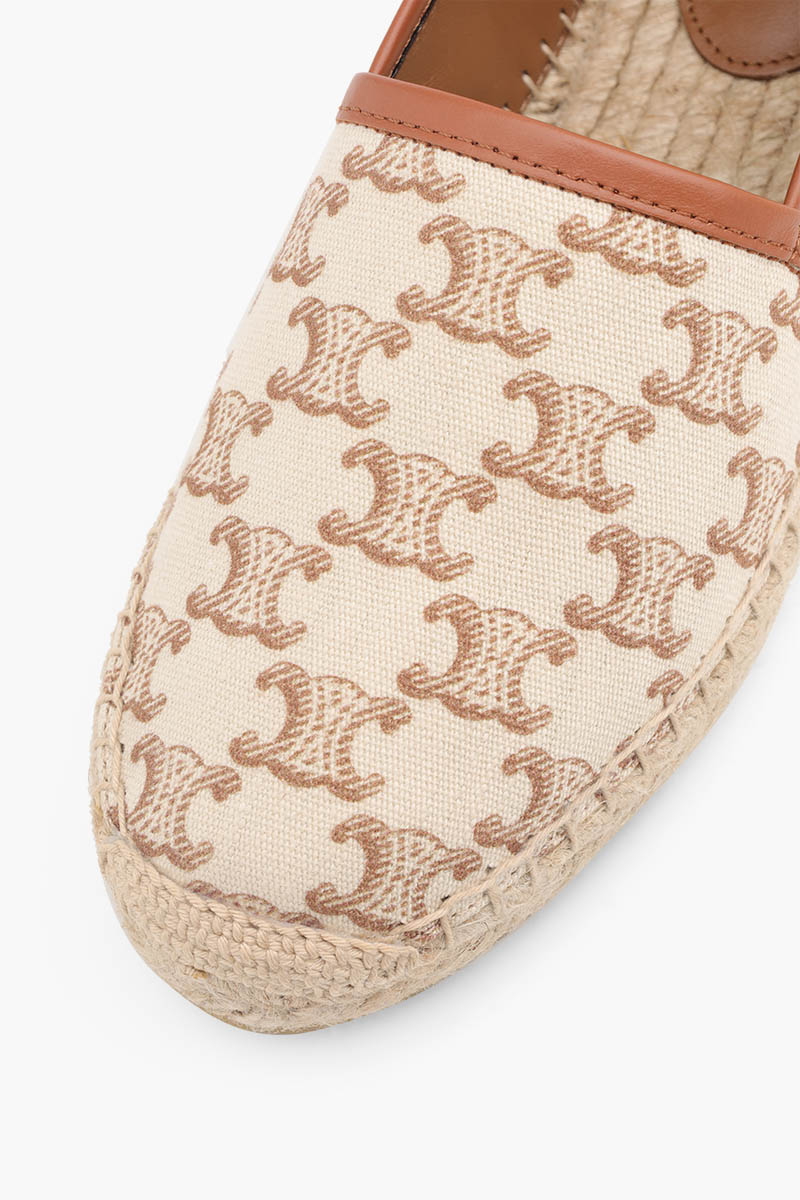 CELINE Women Flat Espadrille in Ecru Triomphe Canvas and Calfskin with Triomphe Signature 4