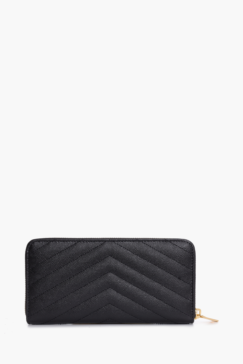 SAINT LAURENT Monogramme Zip Around Wallet in Black Quilted Leather GHW 1