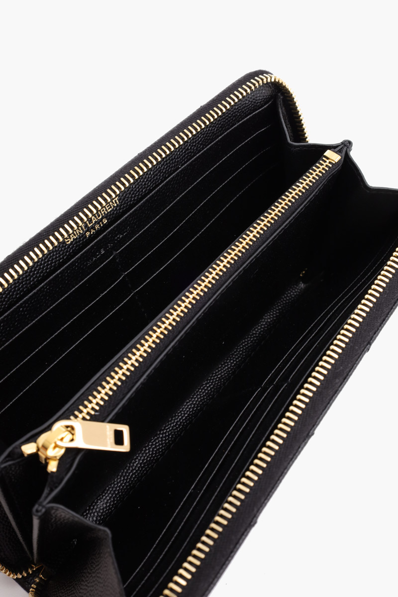 SAINT LAURENT Monogramme Zip Around Wallet in Black Quilted Leather GHW 3