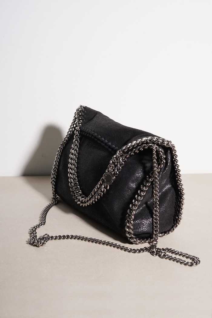 STELLA MCCARTNEY Mini Falabella Fold Over Tote in Black SHW 1