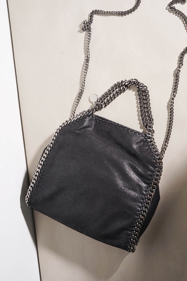 STELLA MCCARTNEY Mini Falabella Fold Over Tote in Black SHW 3