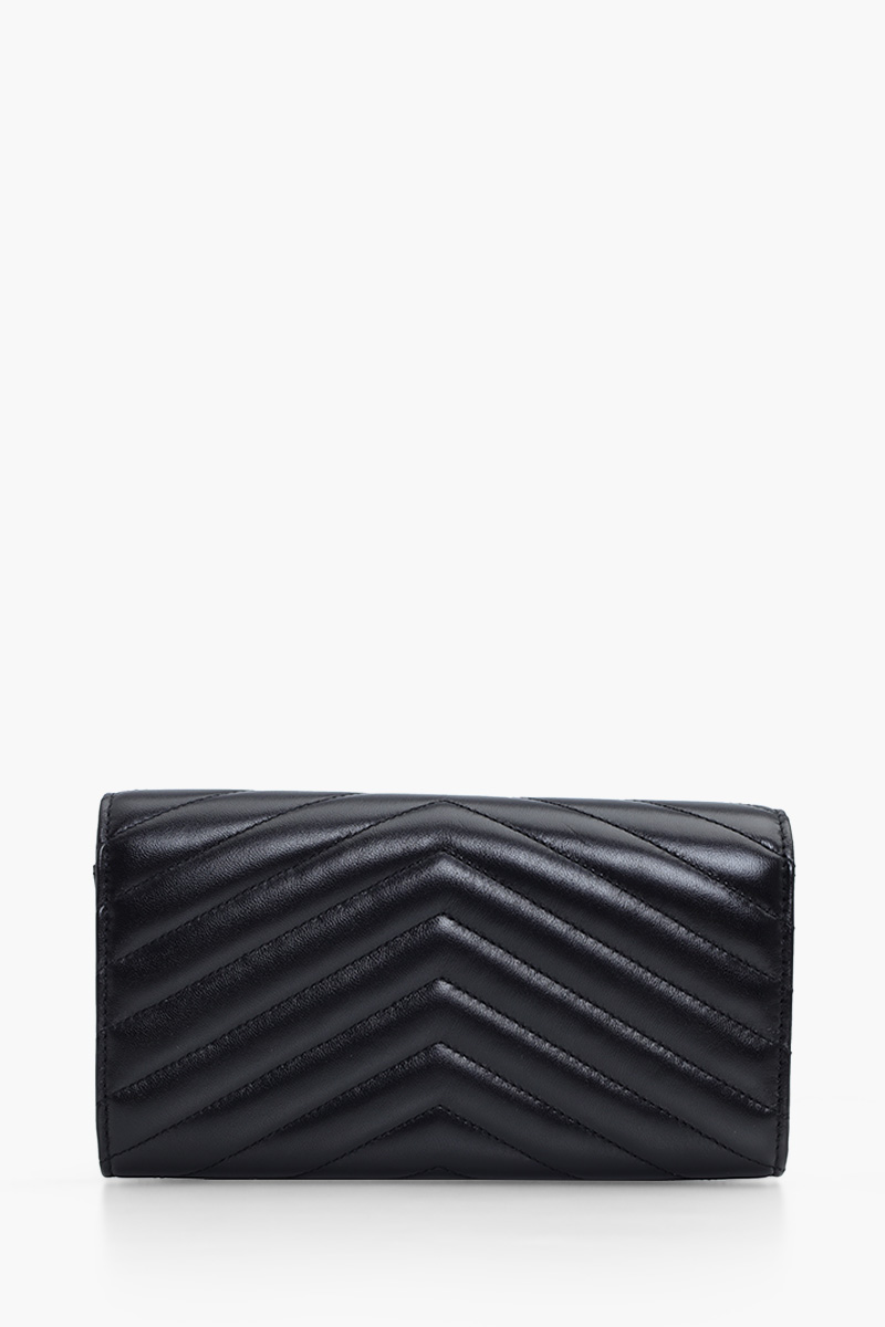 SAINT LAURENT Large Cassandre Flap Wallet in Black Quilted Lambskin 1