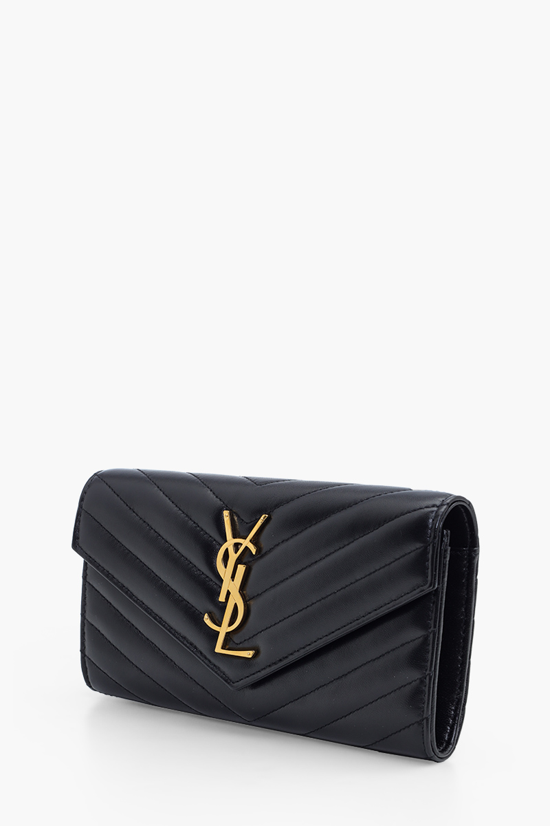 SAINT LAURENT Large Cassandre Flap Wallet in Black Quilted Lambskin 2