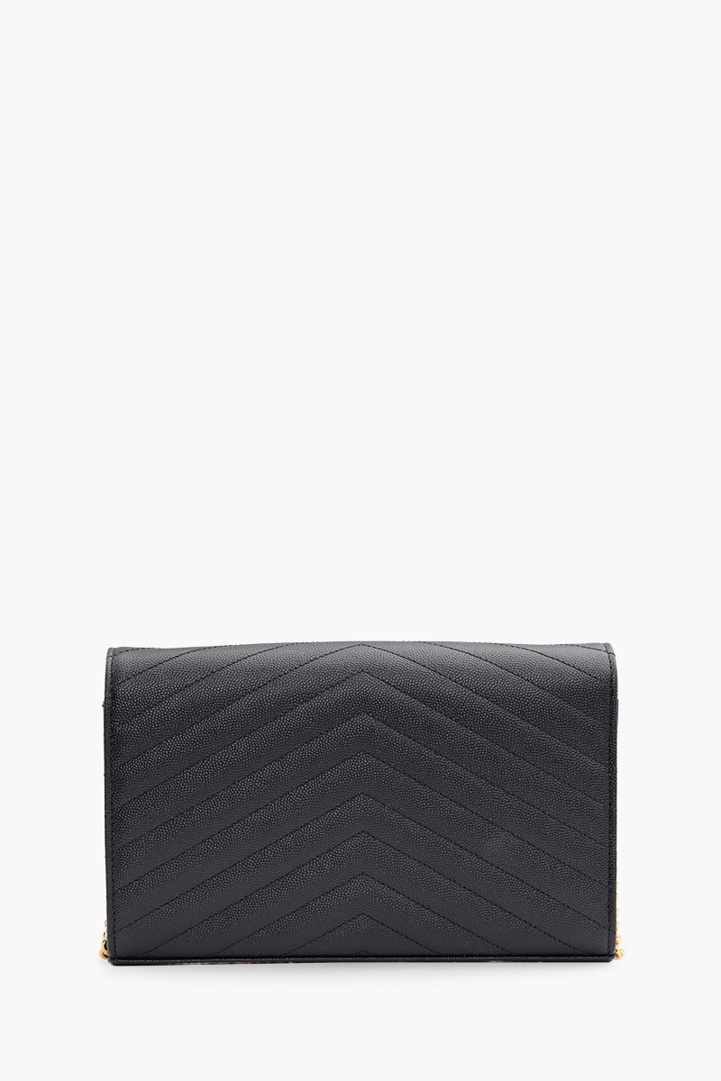 SAINT LAURENT Wallet on Chain 22.5cm in Black Caviar Leather GHW 1