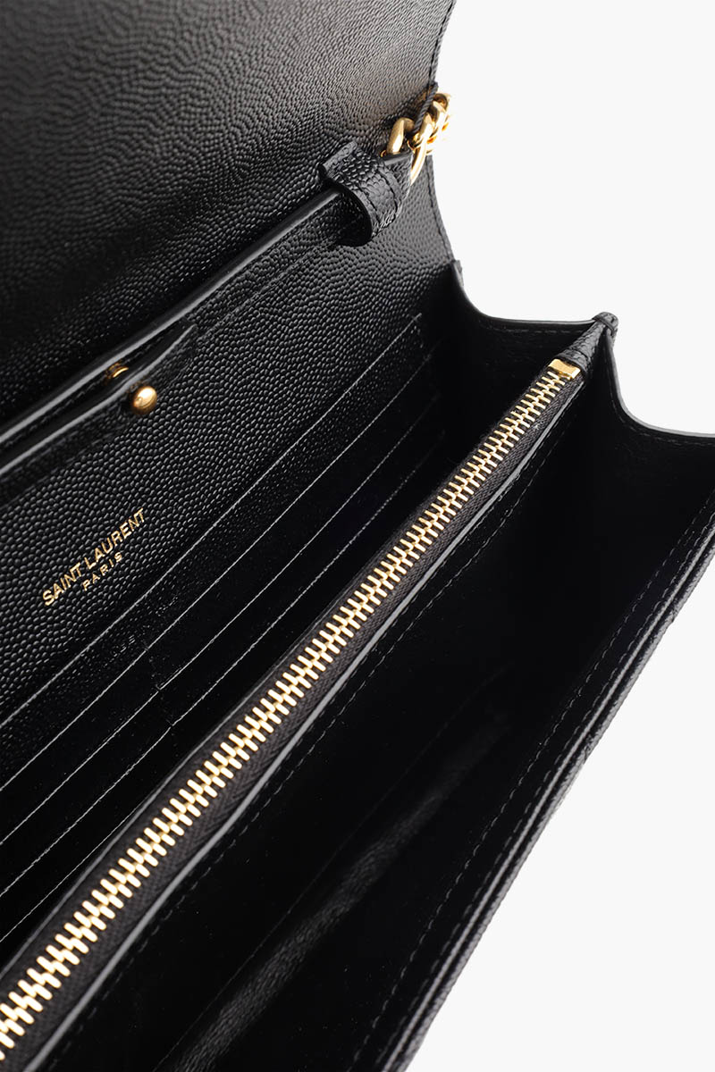 SAINT LAURENT Wallet on Chain 22.5cm in Black Caviar Leather GHW 3