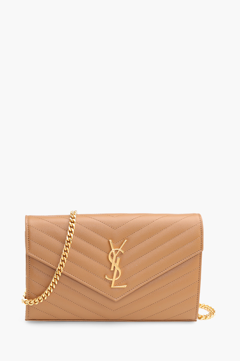 SAINT LAURENT Wallet on Chain 22.5cm in Dark Natural Caviar Leather GHW 0