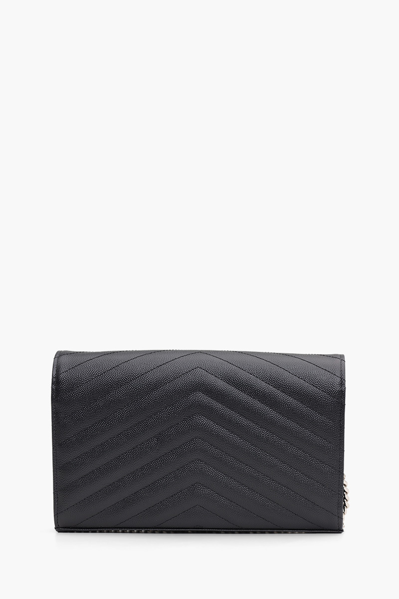 SAINT LAURENT Wallet on Chain 22.5cm in Black Caviar Leather SHW 1