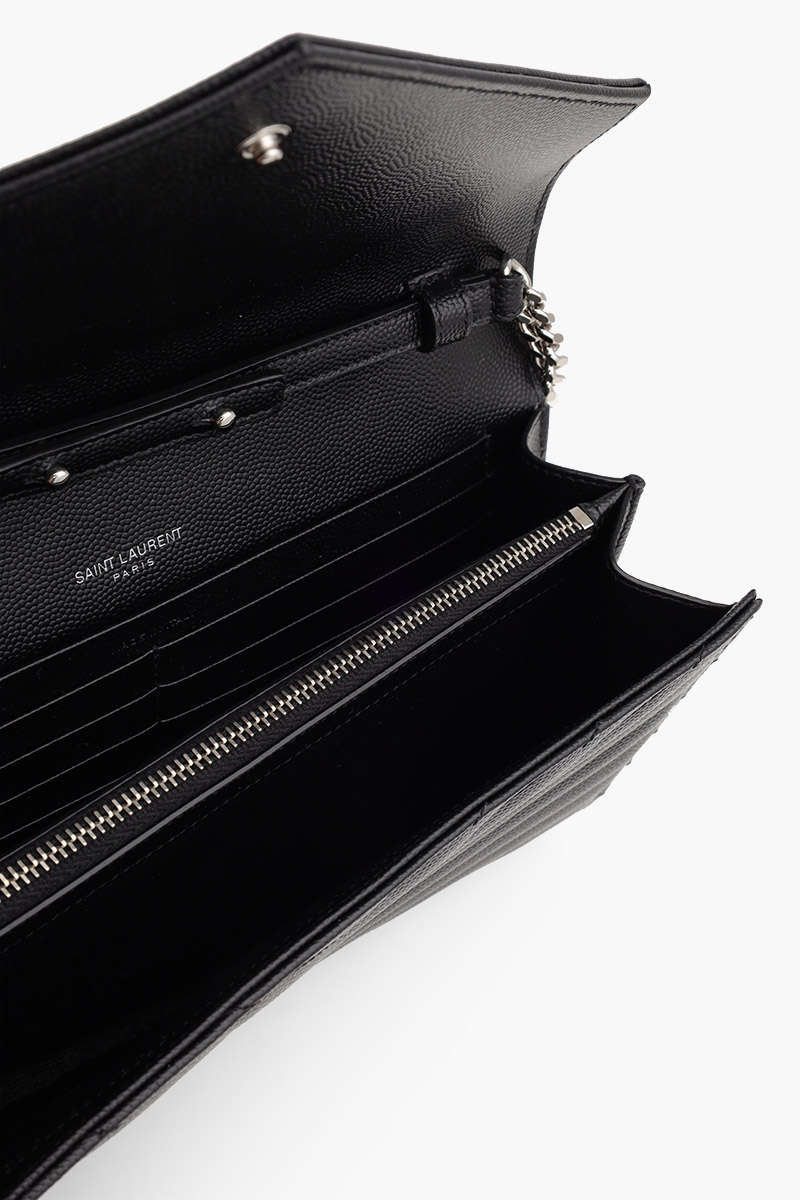 SAINT LAURENT Wallet on Chain 22.5cm in Black Caviar Leather SHW 3