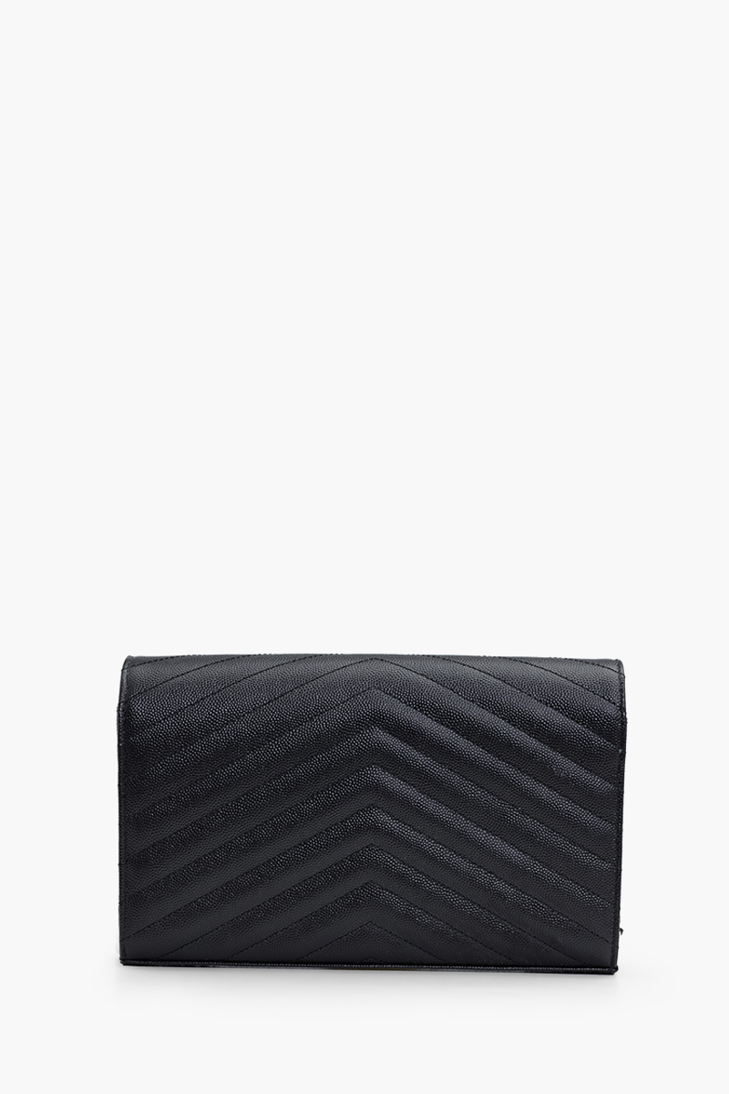 SAINT LAURENT Wallet on Chain 22.5cm in Black Caviar Leather BHW 1