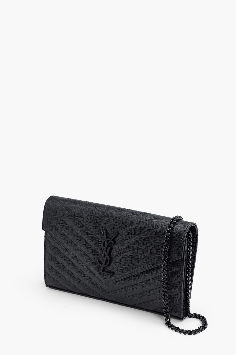 SAINT LAURENT Wallet on Chain 22.5cm in Black Caviar Leather BHW 2