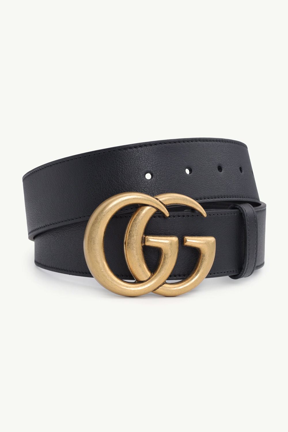 GUCCI Men Double G Belt 4cm in Black Leather GHW 1