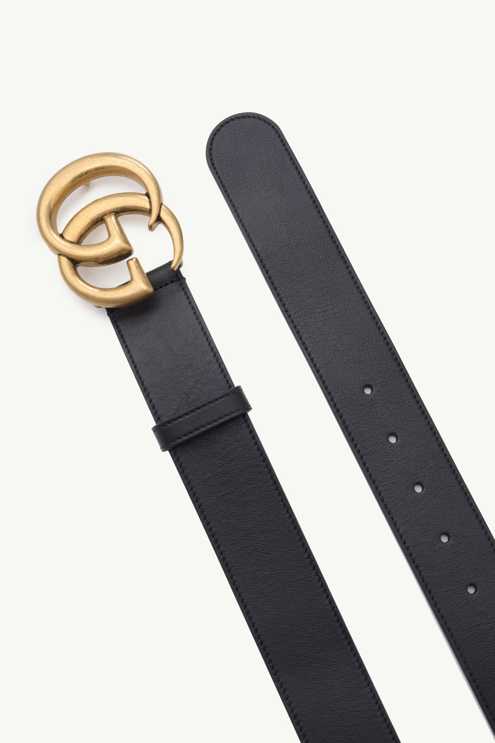 GUCCI Men Double G Belt 4cm in Black Leather GHW 2