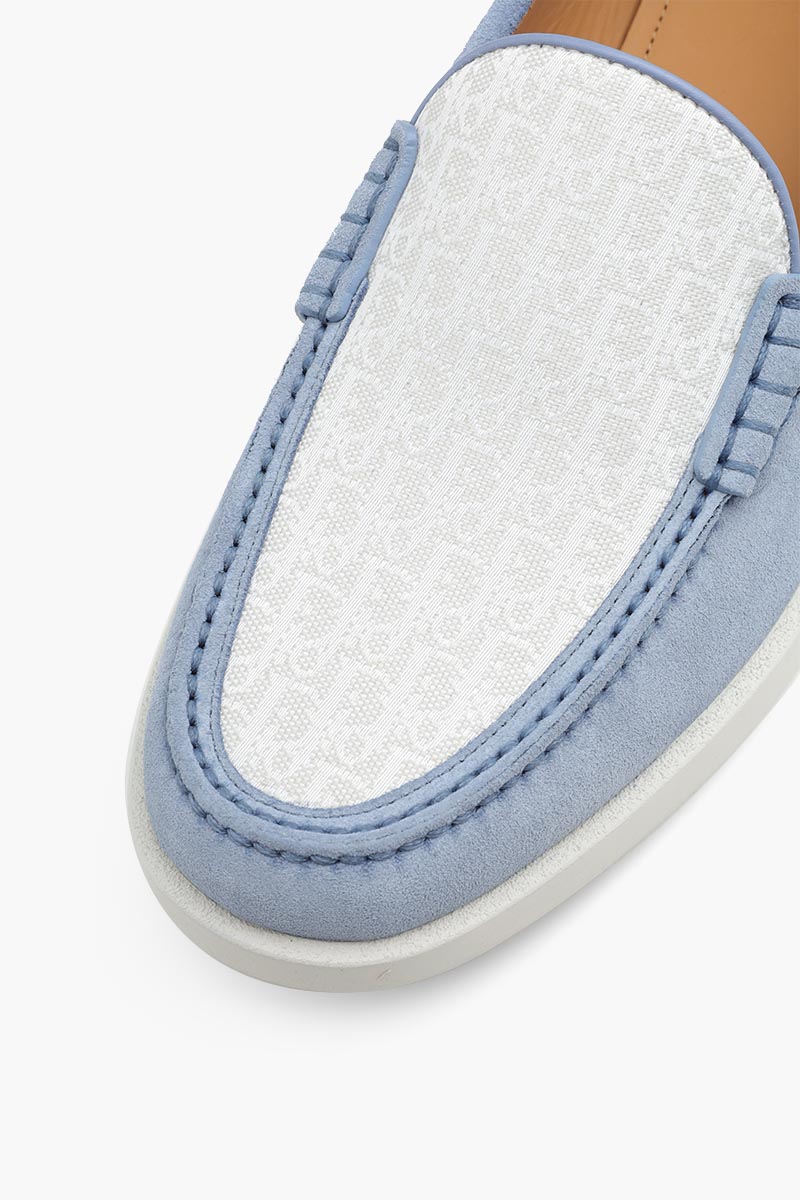 CHRISTIAN DIOR Granville Oblique Jacquard Moccasin in Blue/White/Grey Suede 4