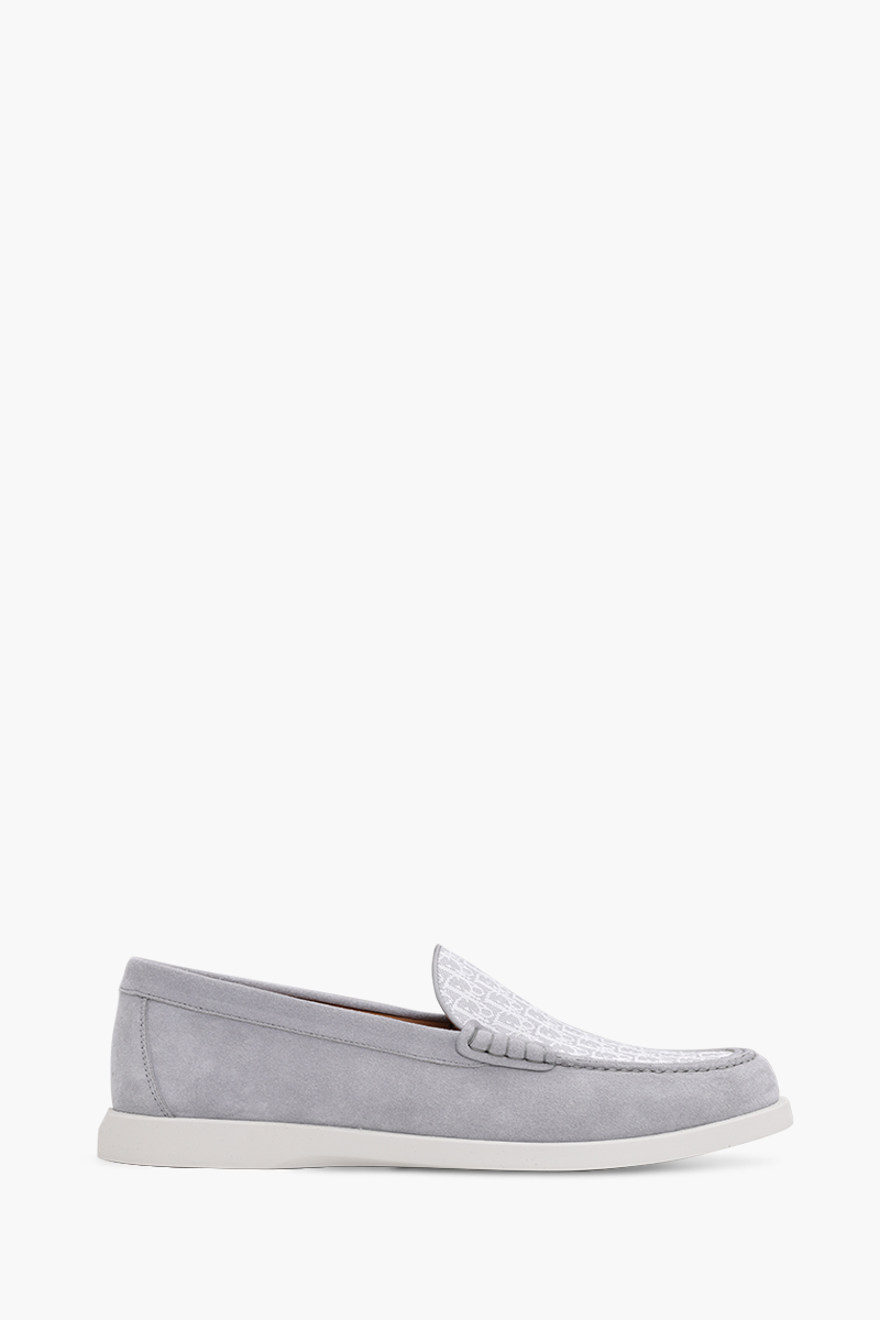 CHRISTIAN DIOR Granville Oblique Jacquard Moccasin in Grey/Grey Suede 0