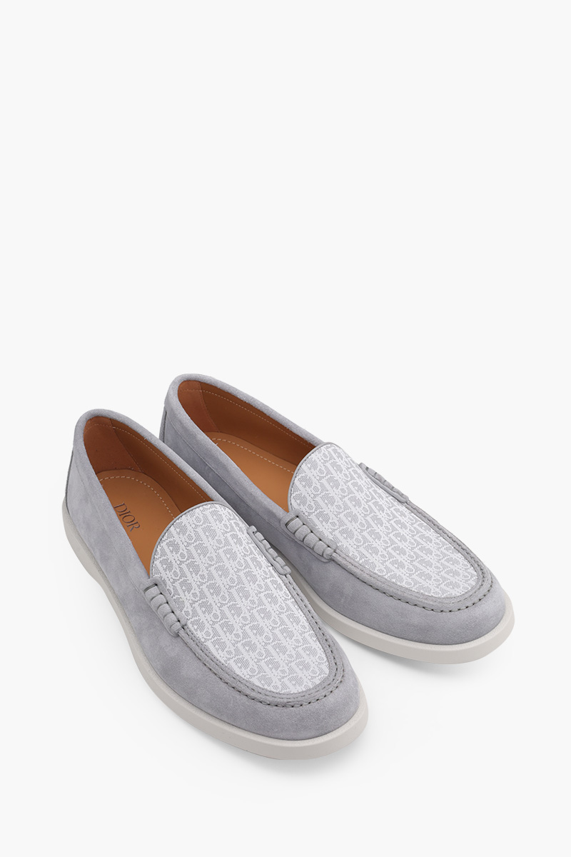 CHRISTIAN DIOR Granville Oblique Jacquard Moccasin in Grey/Grey Suede 1