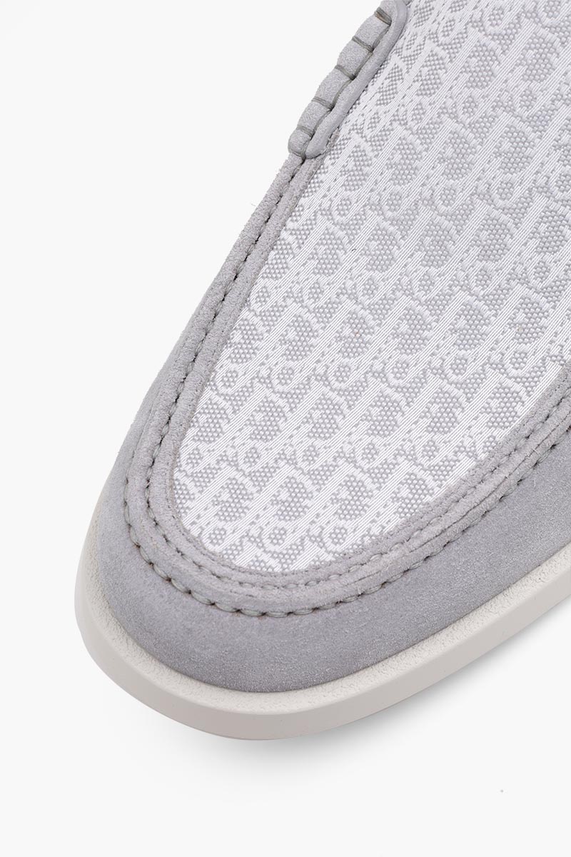 CHRISTIAN DIOR Granville Oblique Jacquard Moccasin in Grey/Grey Suede 4