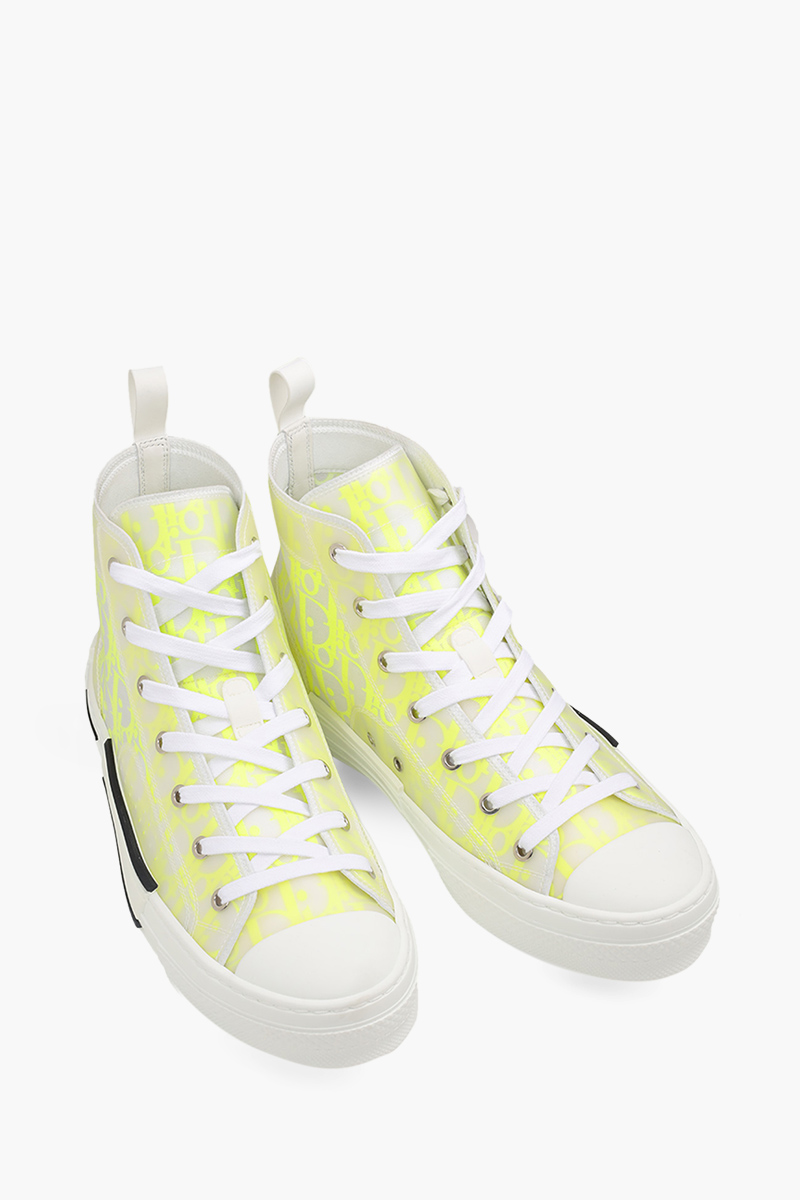 CHRISTIAN DIOR B23 Oblique High Top Sneakers in White/Yellow 1
